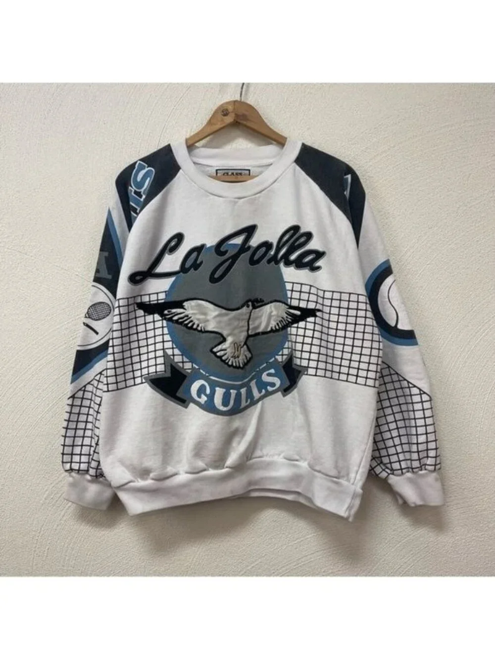 Vintage Sand Diego La Jolla Gulls Hockey Class A Crew Neck Sweater Sz S